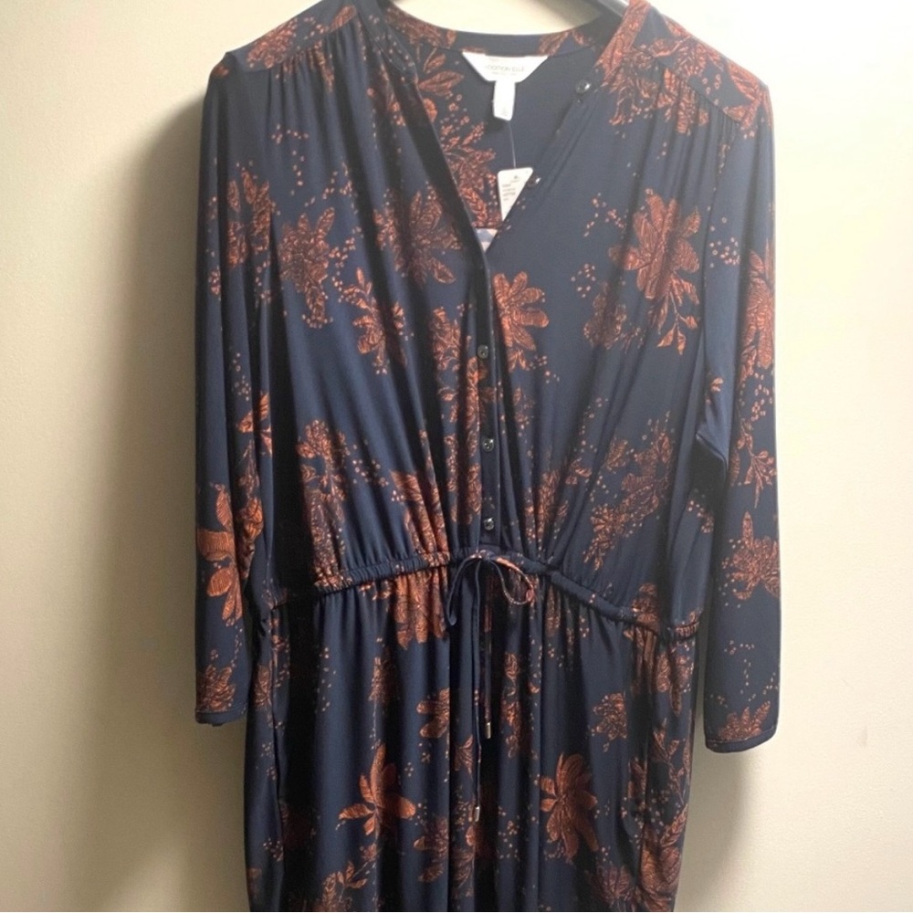 Addition Elle 4x Navy and Rust Long Sleeve Dress